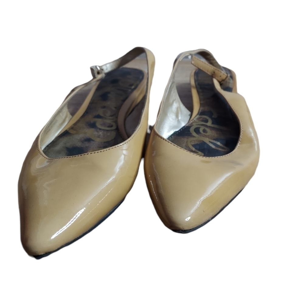 8m Sam Edelman tan patent leather sling‎ back flats